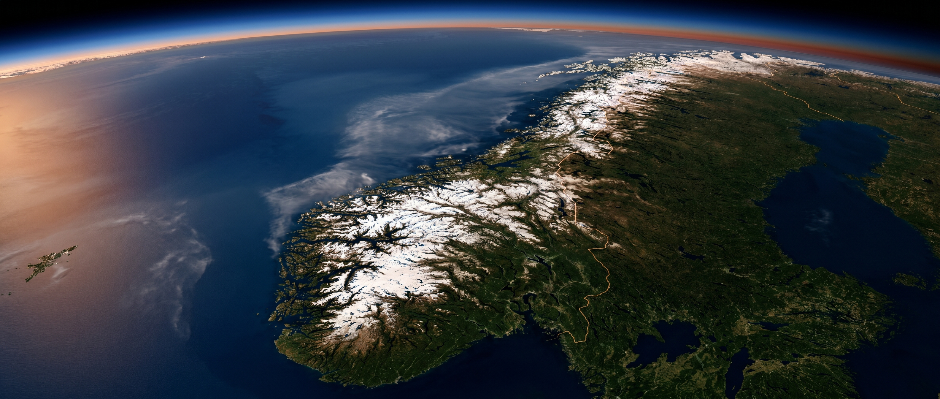 Satellittbilde av Norge fra rommet